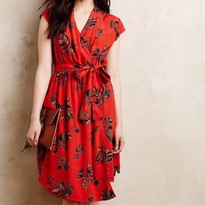 Anthropologie Maeve Noronha Floral Faux Wrap Dress